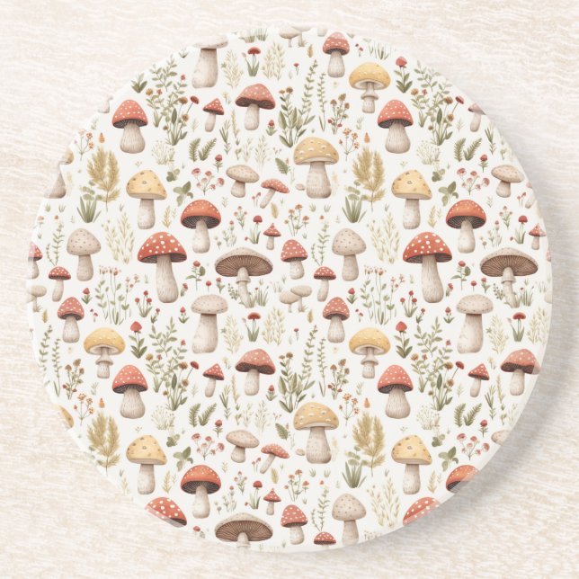 Pilze und Blume des Waldes Getränkeuntersetzer (Vorne)