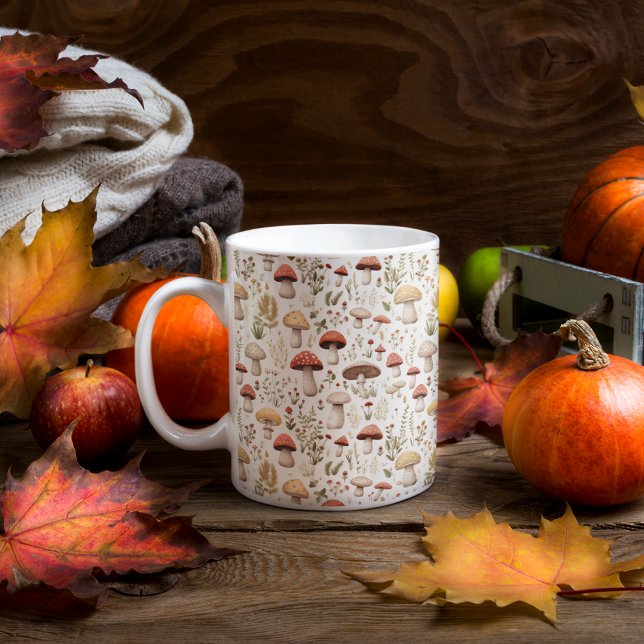 Pilze und Blume des Waldes Kaffeetasse (Mushrooms and Forest Flowers Coffee Mug)