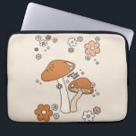 Pilze und Blume Erdtöne Beige Retro 70er Laptopschutzhülle<br><div class="desc">Mushrooms Illustration in Beige- und Erdtönen - inspirierendes Zitat "Glaube an deine Magie".</div>