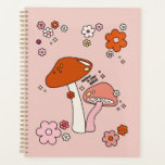 Pilze und Blume Peach Art Retro 70er Planer<br><div class="desc">Mushrooms Illustration in pfirsich / orange - inspirierendes Zitat "Glaube an deine Magie".</div>
