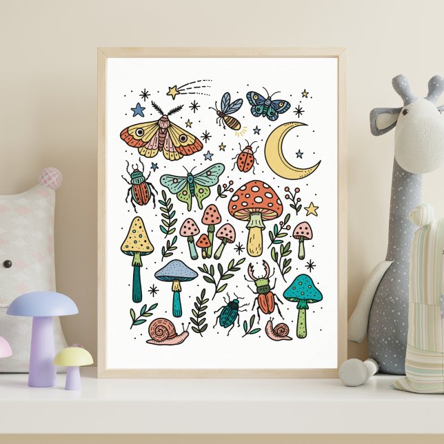 Pilze und Bugs Nachtwald-Kinderzimmer Poster (Von Creator hochgeladen)