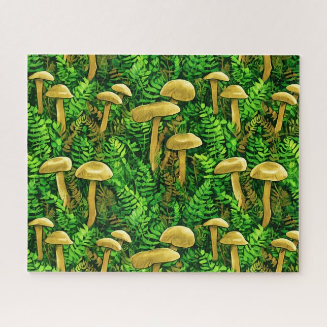 Pilze und Fernen im Waldboden Puzzle (Horizontal)