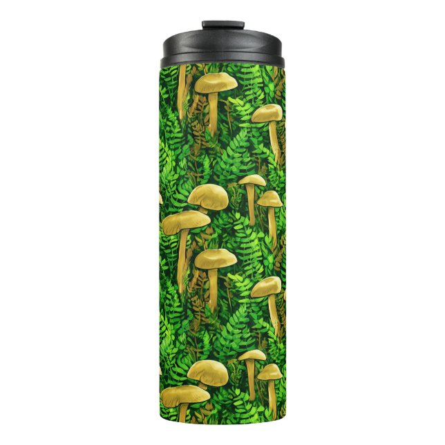 Pilze und Fernen im Waldboden Thermosbecher (Vorderseite)