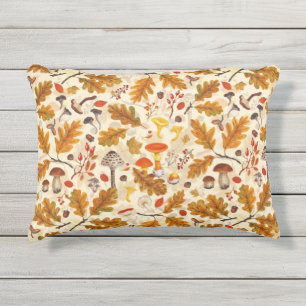 Pilze und Herbstflora auf Sahne Kissen Für Draußen