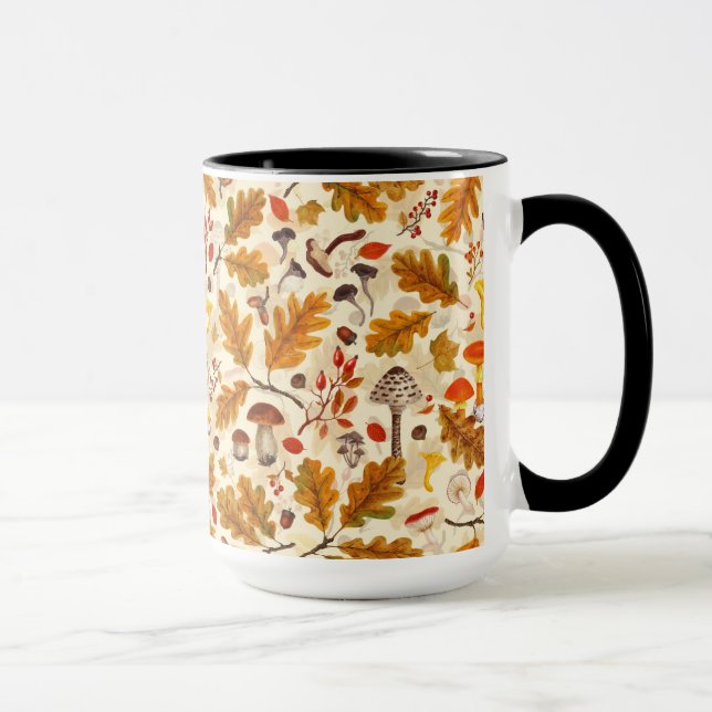 Pilze und Herbstflora auf Sahne Tasse (Rechts)