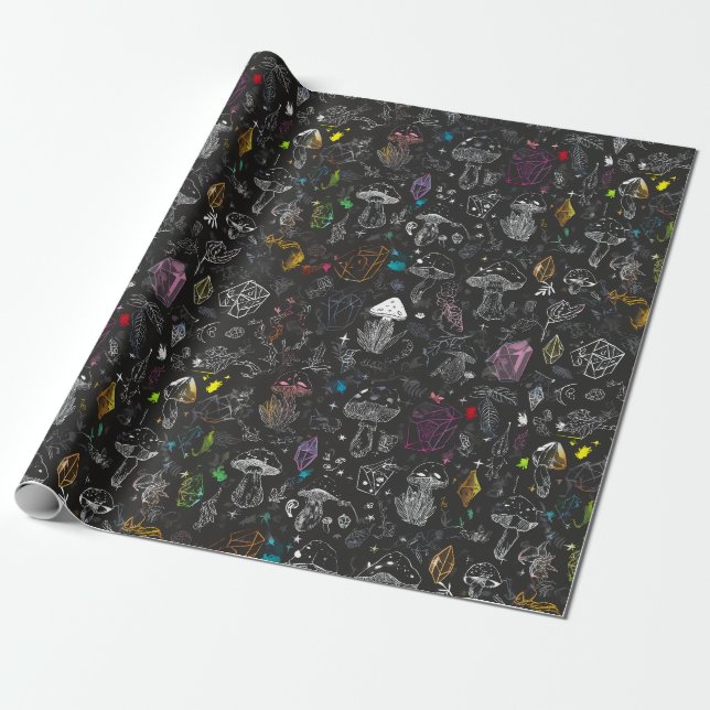 Pilze und Kristalle Geschenkpapier (Ungerollt)