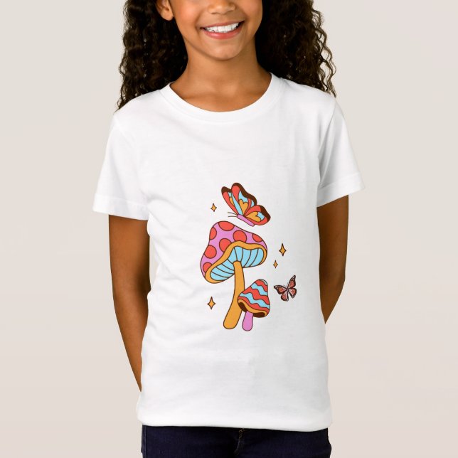 Pilze und Schmetterlinge T - Shirt (Vorderseite)