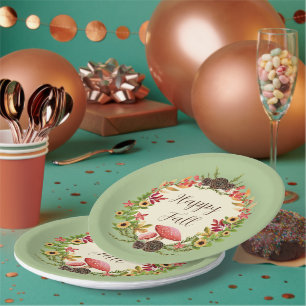 Pilze und Sonnenblumen mit individualisierbarem Te Pappteller