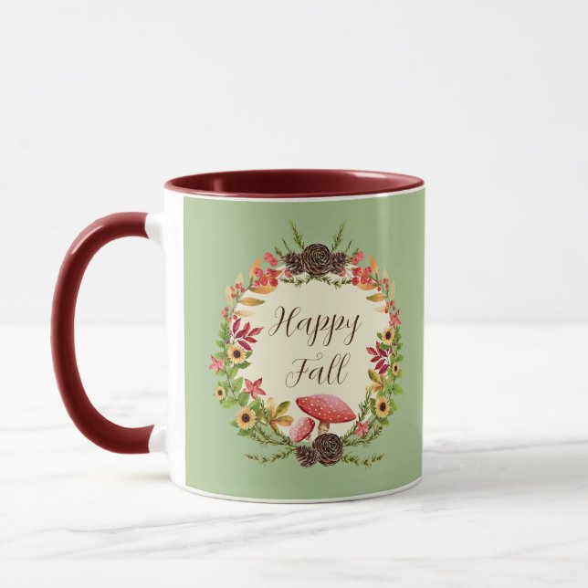 Pilze und Sonnenblumen mit individualisierbarem Te Tasse (Links)