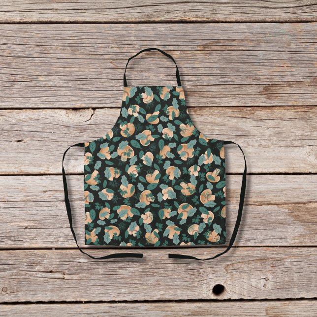 Pilze und weiche Grüntöne schwarz Schürze (Von Creator hochgeladen)