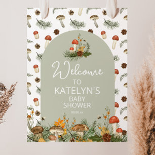 Pilze und Wildblumen Begrüßungszeichen Poster