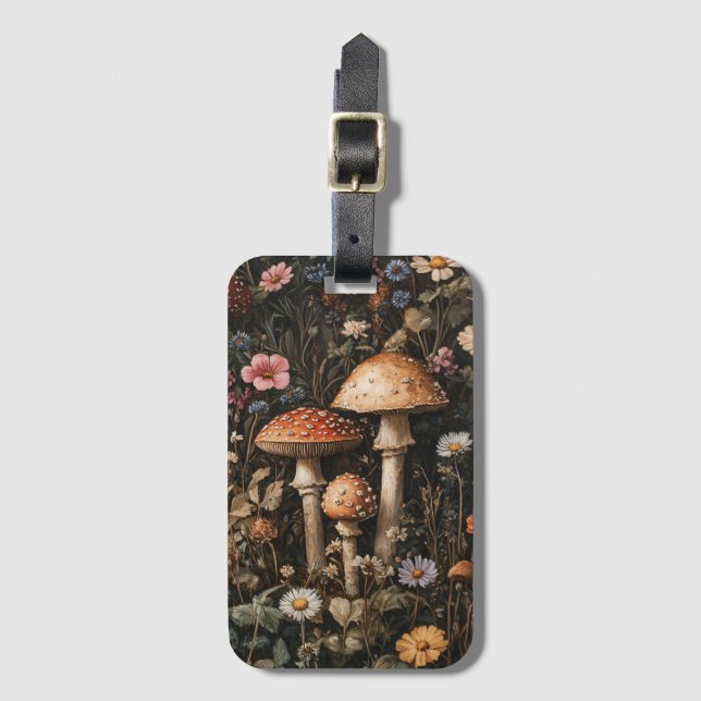 Pilze und Wildblumen, botanisch Gepäckanhänger (Vorderseite Vertikal)