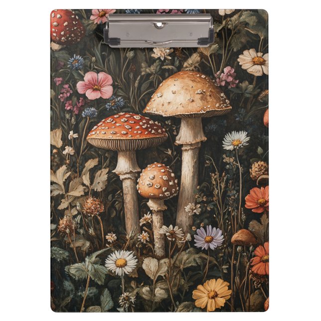 Pilze und Wildblumen, botanisch Klemmbrett (Vorderseite)