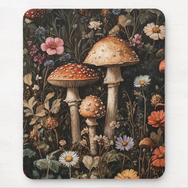 Pilze und Wildblumen, botanisch Mousepad (Vorne)