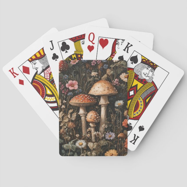 Pilze und Wildblumen, botanisch Spielkarten (Rückseite)