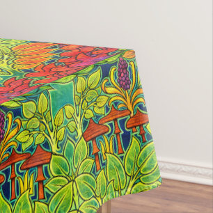 Pilze Vogel Retro Art Nouveau Muster von Voysey Tischdecke