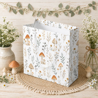 Pilze, Waldakzente, Floral, Whimsisch | Große Geschenktüte