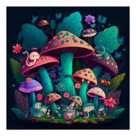 Pilzelfen im Feld Poster