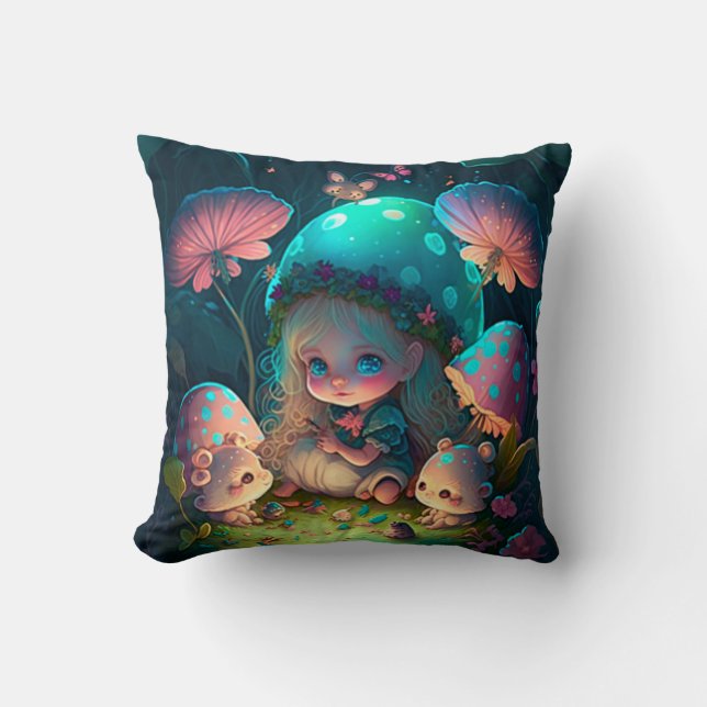 Pilzelfen im Felswirbelkissen Kissen (Vorderseite)