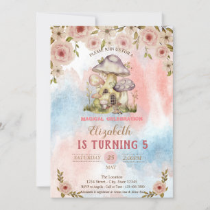 Pilzhäuser Aquarell Blumen Splash Geburtstag Einladung
