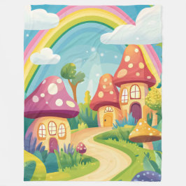 Pilzhäuser und Regenbogen 13 Fleecedecke