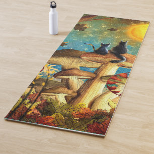 Pilzkatzen fest Rückseite Yogamatte