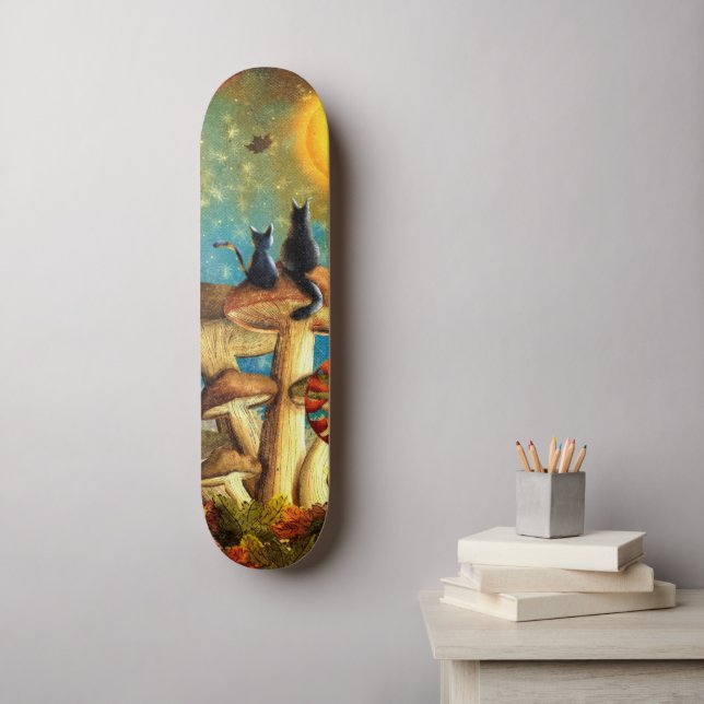 Pilzkatzen Skateboard (Wandkunst)