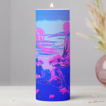 Pilzkulisse in rosa Sonnenuntergang