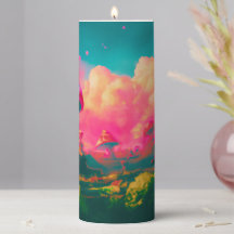 Pilzkulisse in rosa Sonnenuntergang