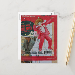 Pilzmann und Karte mit Retro-Bildern Collage