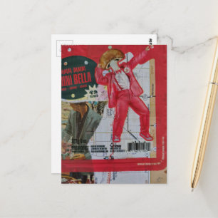 Pilzmann und Karte mit Retro-Bildern Collage