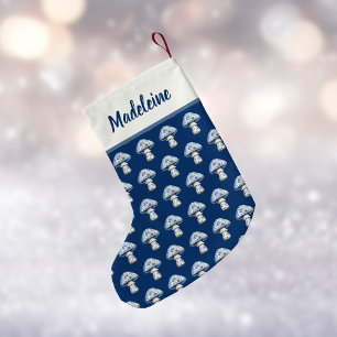 Pilzmuster in niedlichem Marineblau und Blauem Chi Kleiner Weihnachtsstrumpf