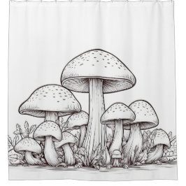 Pilzskizze Duschvorhang