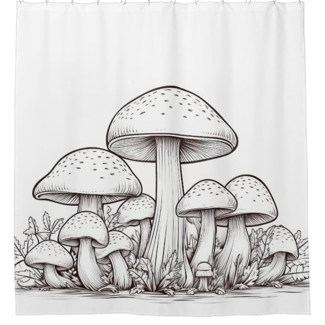 Pilzskizze Duschvorhang (Vorderseite)