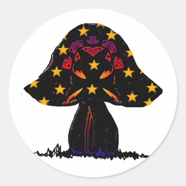 Pilzsterne Runder Aufkleber (Vorderseite)