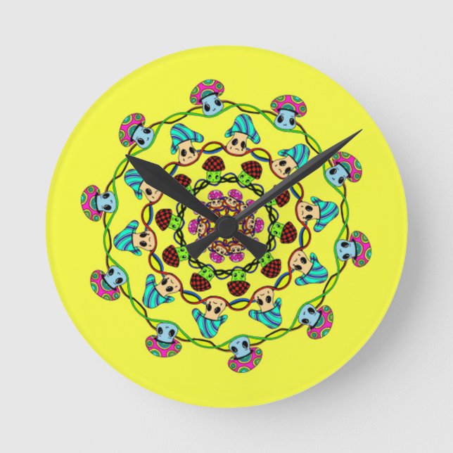 Pilzwand Runde Wanduhr (Vorderseite)