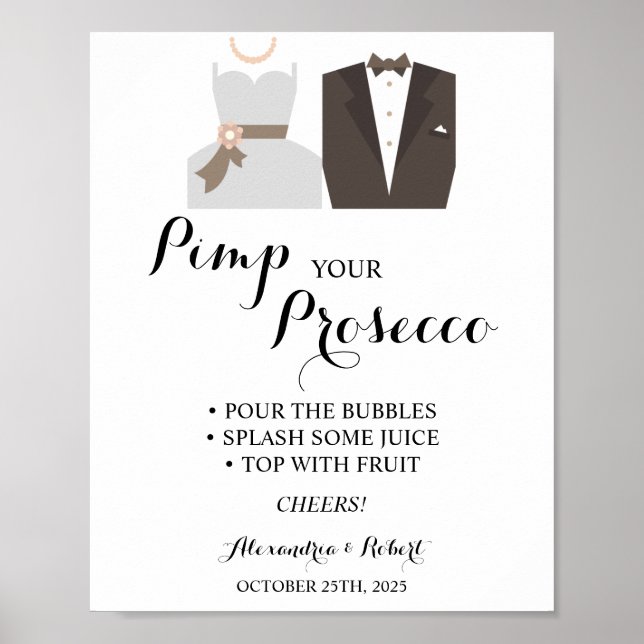 Pimp dein Prosecco Bride & Groom Wedding Poster (Vorne)