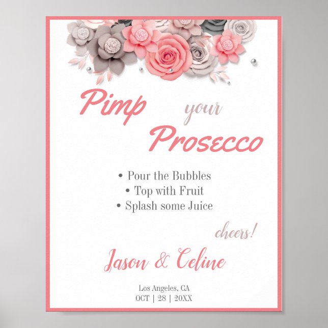 Pimp dein Prosecco-Hochzeitsschild Poster (Vorne)