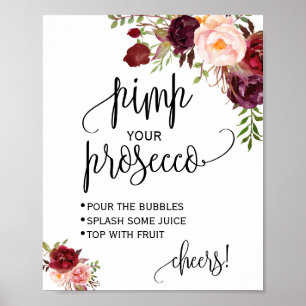Pimp deinen Prosecco Marsala floral Duschschild Poster