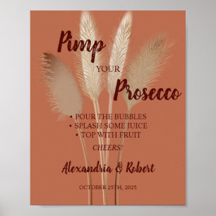Pimp deinen Prosecco Pampas Gras Hochzeitsschild Poster