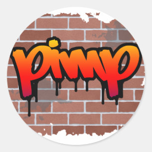 Pimp-Graffiti-Design Runder Aufkleber