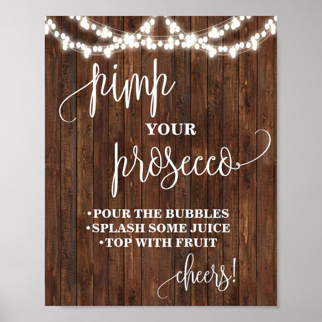 Pimp Ihr Prosecco Western Brautparty Hochzeit Poster (Vorne)