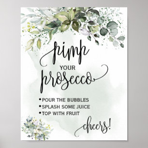 Pimp your prosecco Eukalyptus-Sukkulenten-grünes S Poster