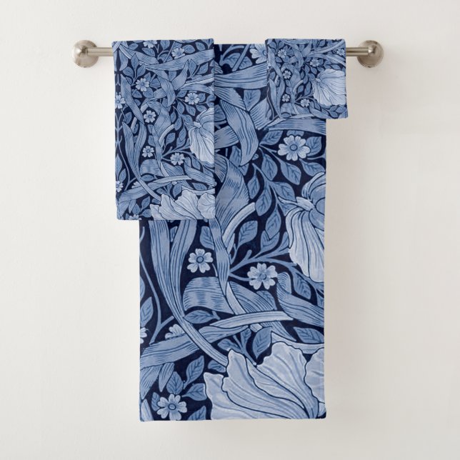 Pimpernel Blue Monotone, William Morris Badhandtuch Set (Insitu)