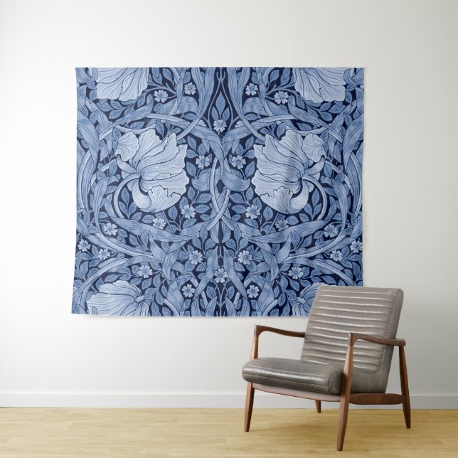 Pimpernel Blue Monotone, William Morris Wandteppich (Beispiel (Horizontal))