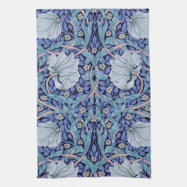 Pimpernel Blue, William Morris Geschirrtuch (Vertikal)