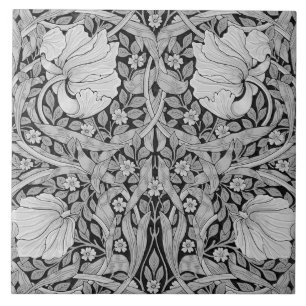 Pimpernel Grau Monochrom, William Morris Fliese