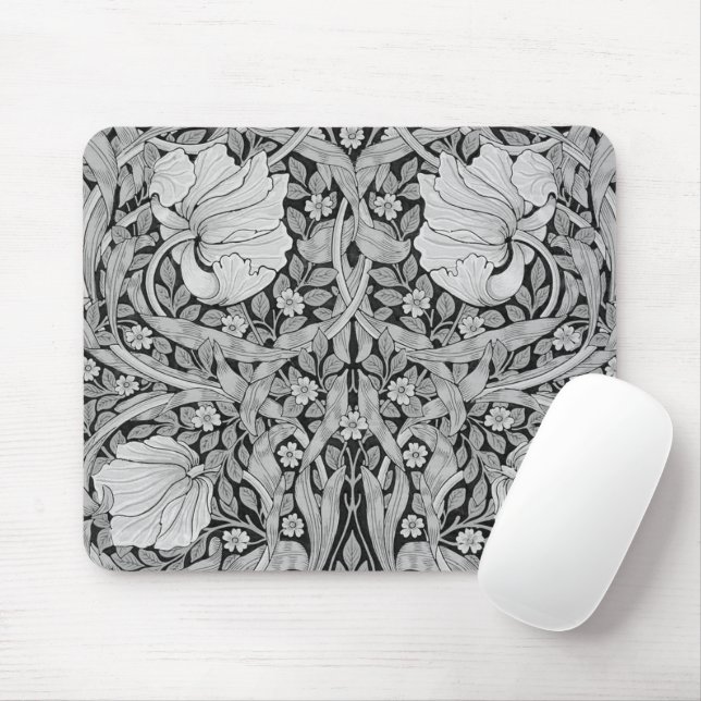 Pimpernel Grau Monochrom, William Morris Mousepad (Mit Mouse)