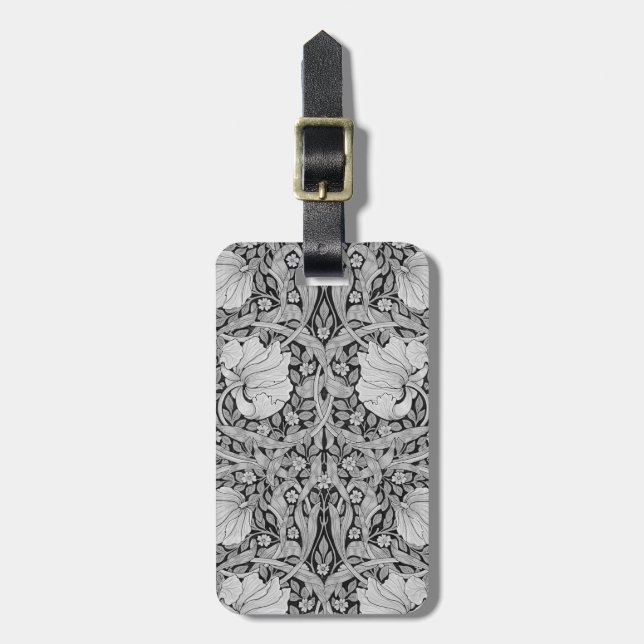 Pimpernel Gray Monotone, William Morris Gepäckanhänger (Vorderseite vertikal)