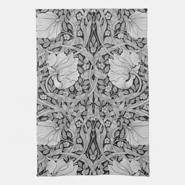 Pimpernel Gray Monotone, William Morris Geschirrtuch (Vertikal)